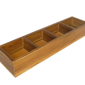 Acacia Wood Slim 4-Slot Multi-Purpose Tray - Premium Organizer Solution